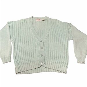 Huntington Ridge Vintage Button Up Sweater Color Pastel Green Size L
